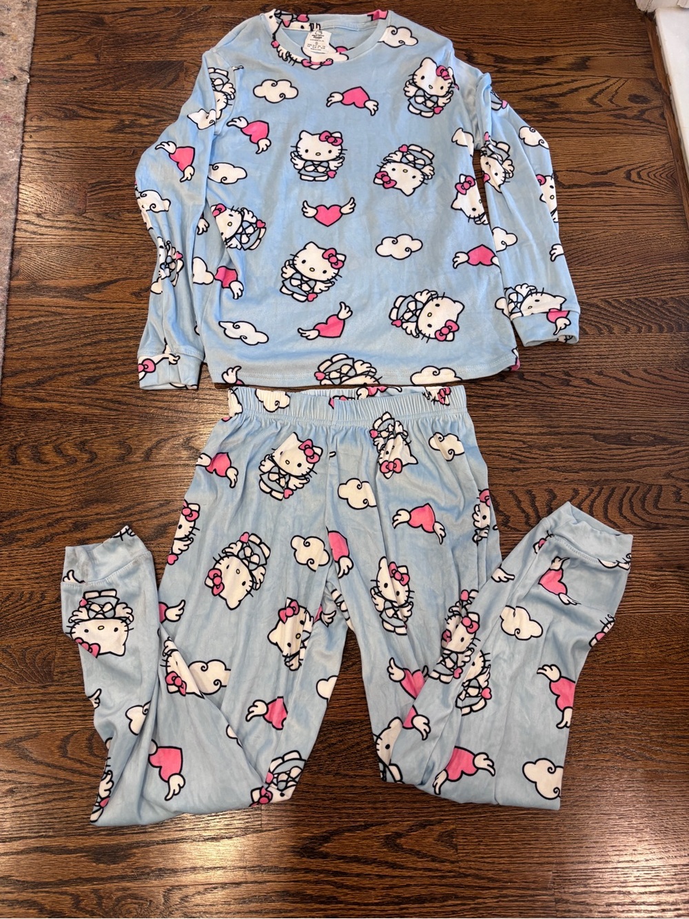 Sanrio Hello Kitty Light Blue and Pink Cloud Print Pajama Set